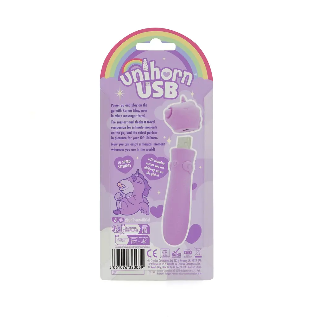 Вібратор-єдиноріжка Unihorn USB Bullet - Karma Lilac, віброкуля, USB-зарядка, 10 режимів - фото 5