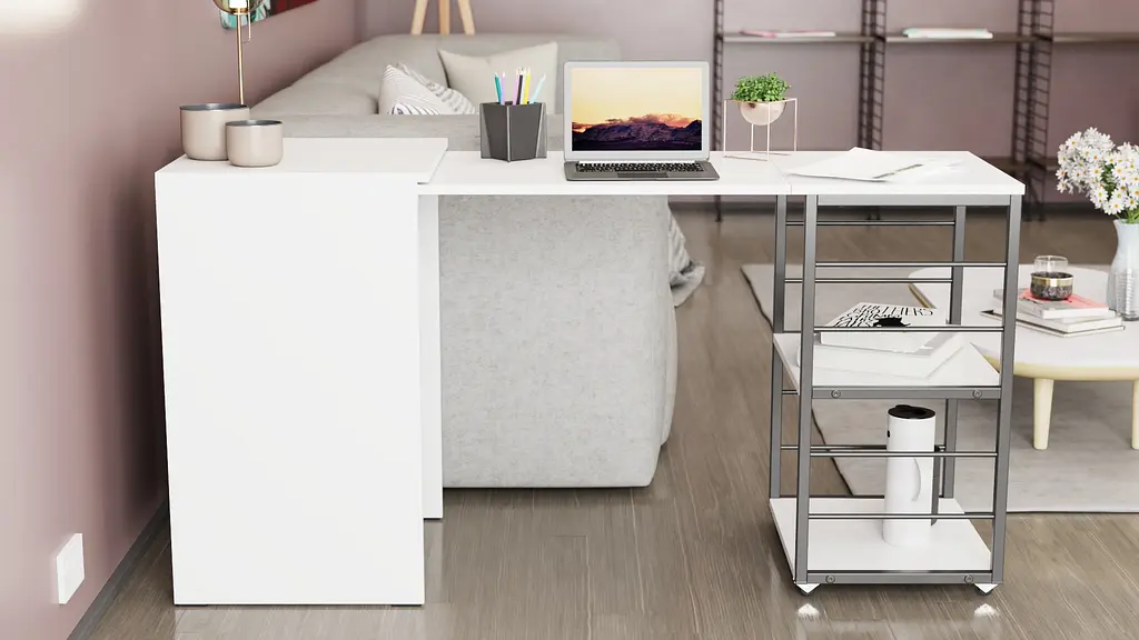Стол-тумба трансформер Смарт 2/1 Ferrum-decor 750x1450x500 Черный металл ДСП Белое 16 мм (FRD-105095) - фото 8