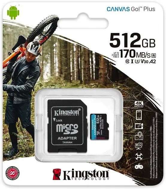 Карта памяти KINGSTON microSDXC Canvas Go Plus 512Gb Class 10 UHS-1 А2 V30 [SDCG3/512GB] + SD адаптер [53297] - фото 4