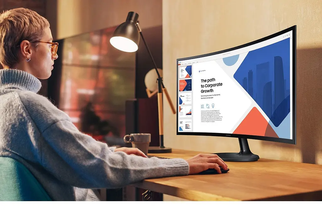 Монiтор Samsung 24" Essential S3 LS24D360 (LS24D360GAIXUA) VA Black Curved 100Hz - фото 7