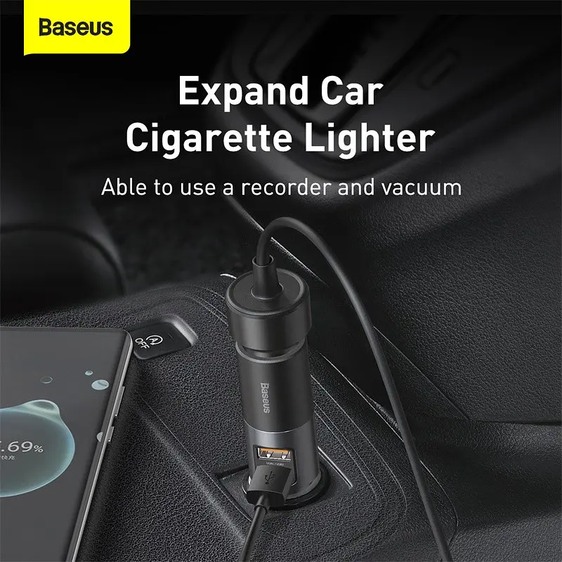 Автозарядное BASEUS Share Together 120 W 2*USB + прикуриватель 3A CCBT-D0G - фото 6