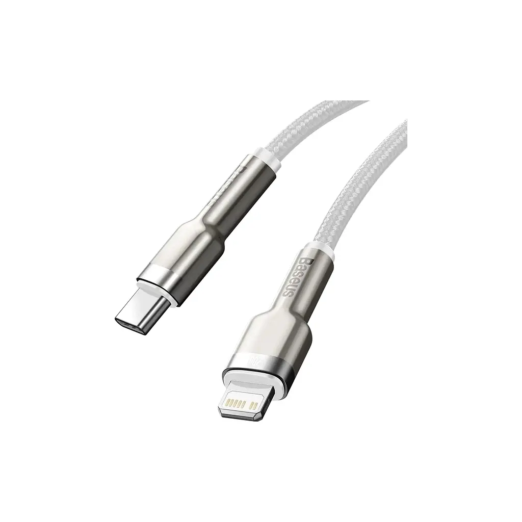 Дата кабель USB-C to Lightning 1.0m Cafule Metal PD 20W white Baseus (CATLJK-A02) - фото 4