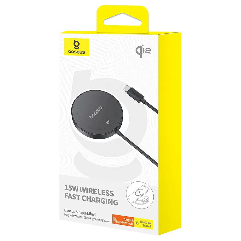 БЗП Baseus Simple Mini4 Magnetic Wireless Charging Stand 15W (P10273300121-02) Cosmic Black - фото 7