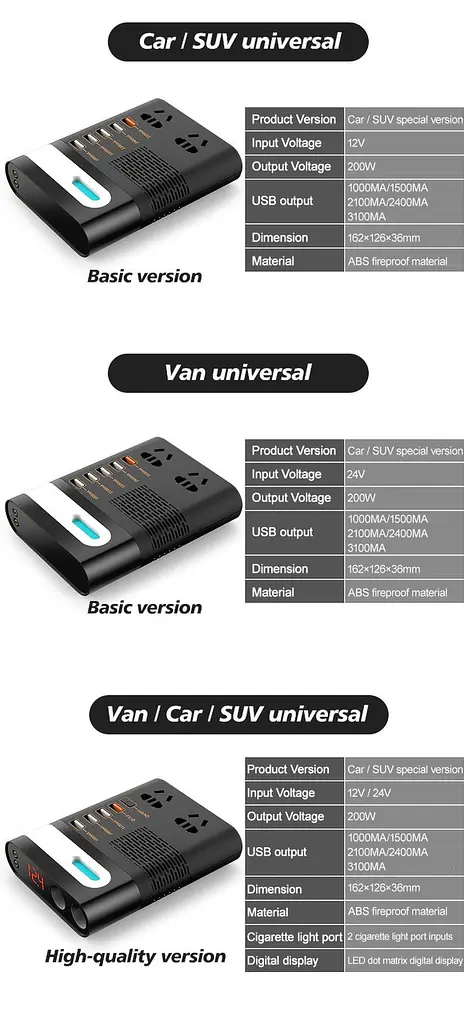 Автомобільний інвертор Asometech 12V 220V 200w Мережевий фільтр - фото 4