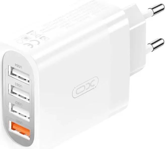 Зарядний пристрій XO L100 4 USB-порти вихід 18W адаптер живлення білий - фото 3