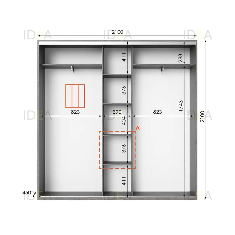 Шафа-купе Idea серія 6 210 x 45 x 210 см Венге темний - фото 2