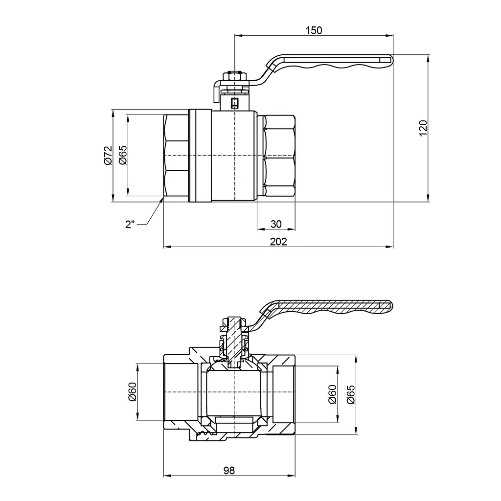 Кран кульовий SD Plus 2" ВР для води (важіль) SD600NW50PN40 - фото 2