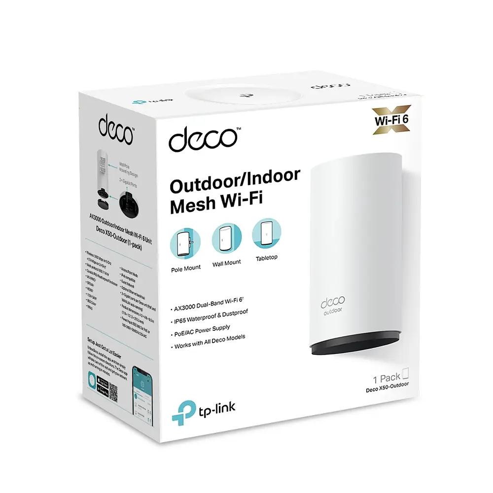 Система WiFi-Mesh Deco X50 AX3000, 2xGE LANWAN, 1мод, наружная TP-Link teh0017274 - фото 8