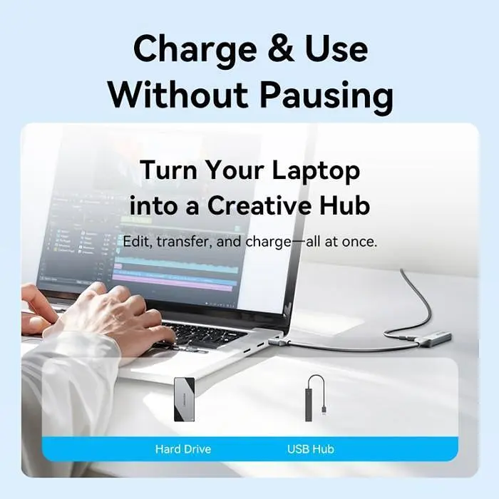 Адаптер Vention USB-C > USB-A 3.2 Gen 2 + PD 100W 10 Гбіт/с OTG 0.15 м Gray (CCAHB) - фото 4