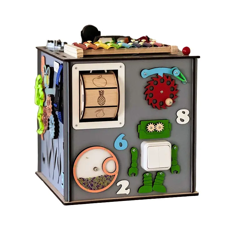 Развивающая игрушка Бизикуб TG3461117500, 30х30х30 см Серый - фото 3