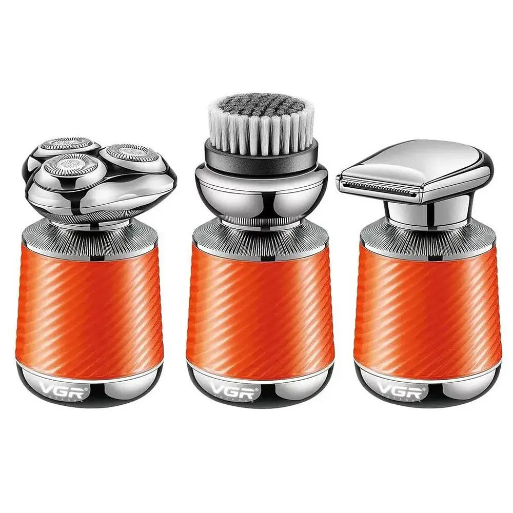 Электробритва VGR V-391 ORANGE, 3 насадки, IPX7, LED display, Box - фото 2