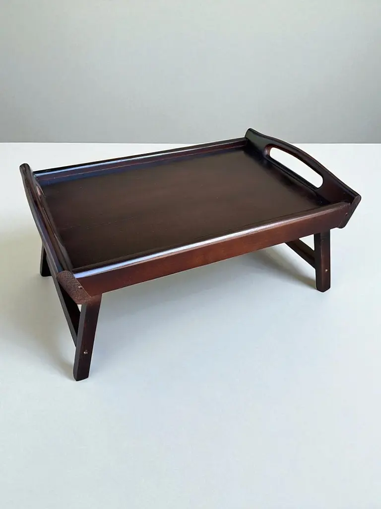 Складаний кавовий столик для сніданку в ліжко темний 42×28×17 см №6. - фото 2