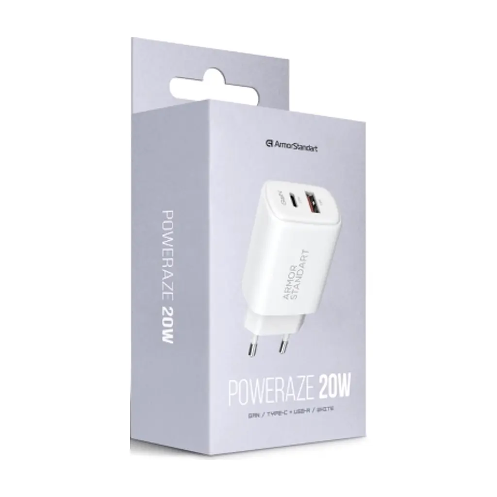 Зарядний пристрій Armorstandart 1xUSB-C PD25W + 1xUSB QC3.0 GaN white (ARM87066) - фото 2