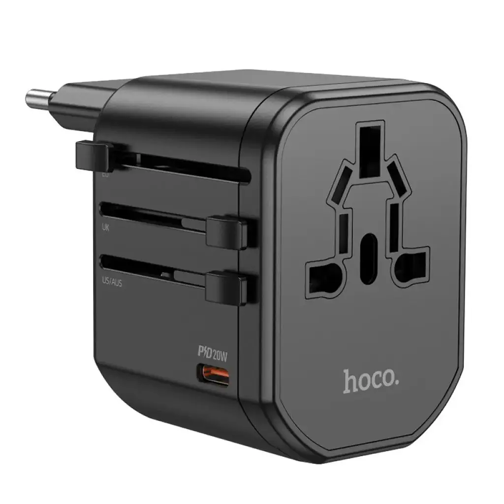 Універсальний зарядний пристрій Hoco AC15 Walker Three-Port PD20W(1C2A) Universal Conversion Charger Black - фото 2