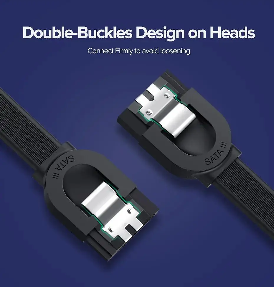 Кабель Ugreen Angled SATA 3 Data Cable 0.5m Black US217 (30797) - фото 4