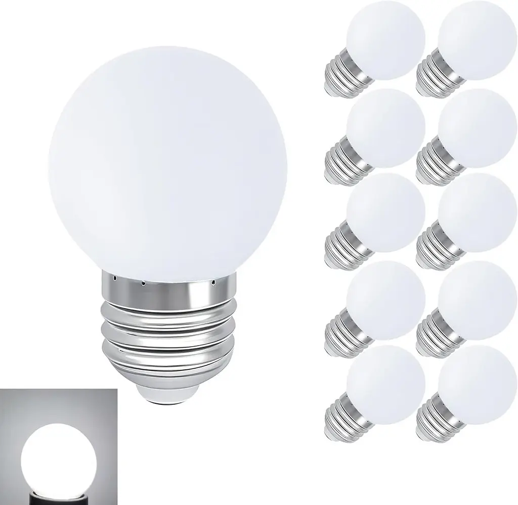 Комплект LED ламп E27 G45 1 Вт холодного світла, 10 шт.