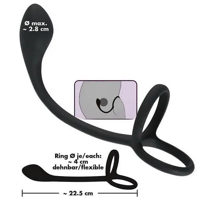 Ерекційне кільце Orion Black Velvets CockBall Ring+Plug - фото 7