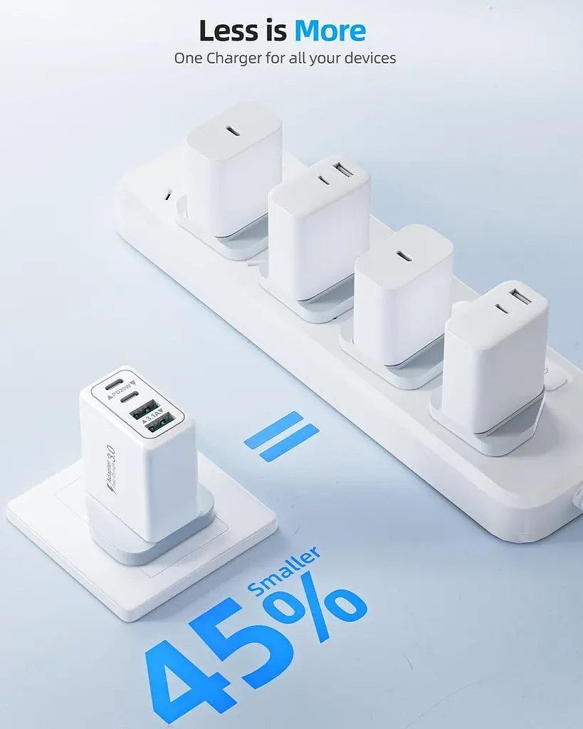 Мережевий зарядний пристрій USB-C 40W на 4 порти (2×USB-C + 2×USB-A) - фото 3