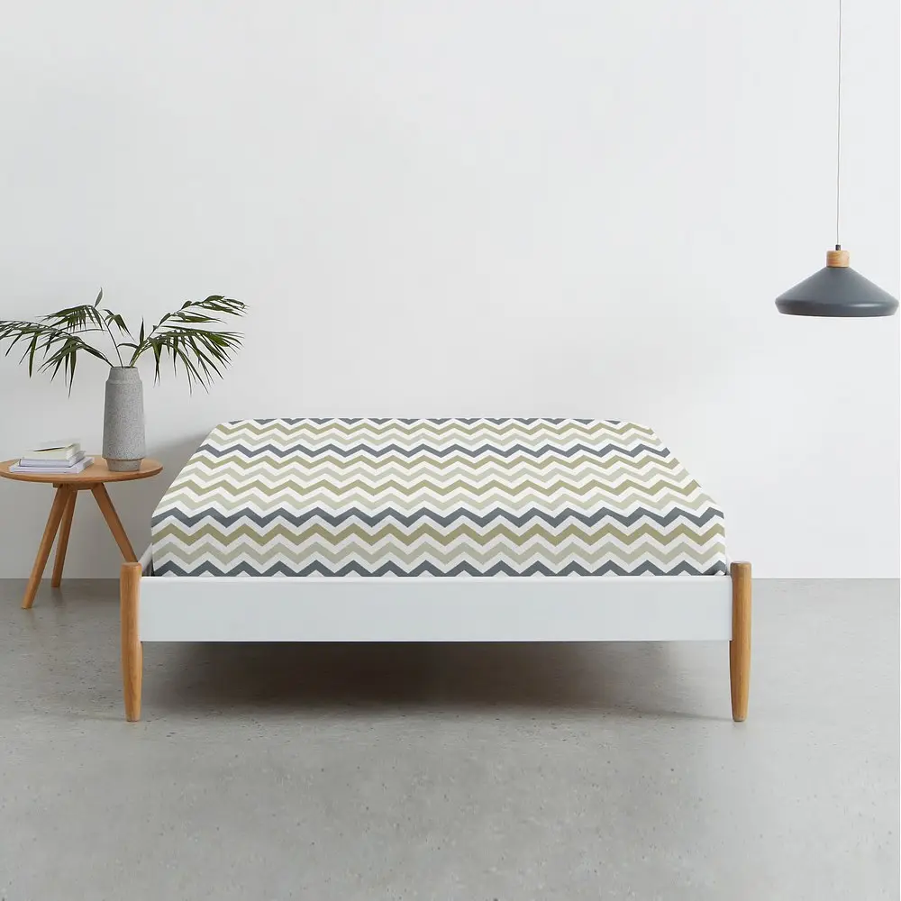 Простыня Cosas полуторная 155х240 grey zigzag cs2, бежевый (ZigGreyBeige_155s) - фото 2