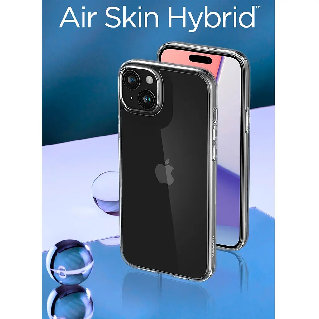 Чехол Spigen Air Skin Hybrid для iPhone 15 Plus Crystal Clear (ACS06645) + защитное стекло - фото 9