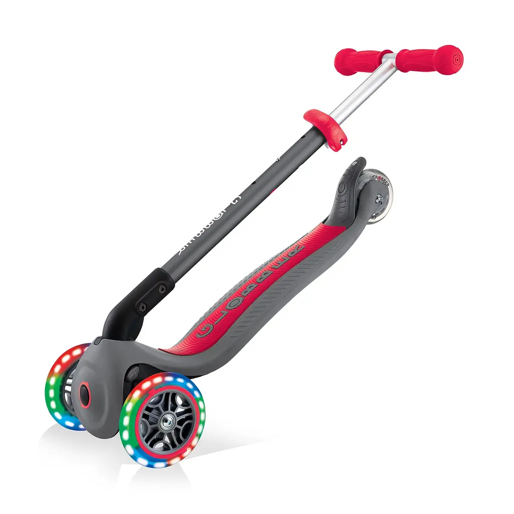 Самокат Globber Primo foldable lights, колеса з підсвічуванням, сіро-червоний (432-120-2) - фото 7