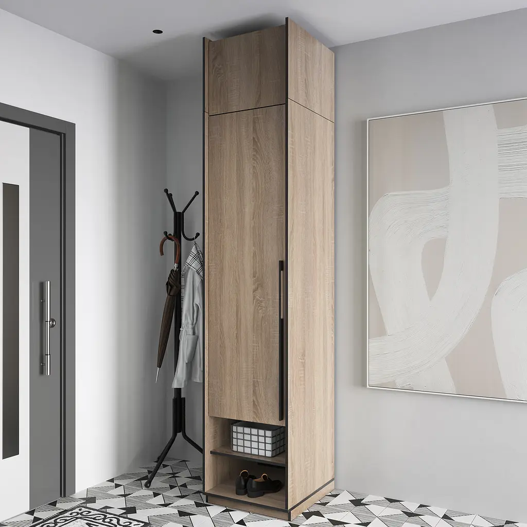 Пенал для будинку Flamecame з полицями у передпокій FR-02 Дуб сонома - фото 3