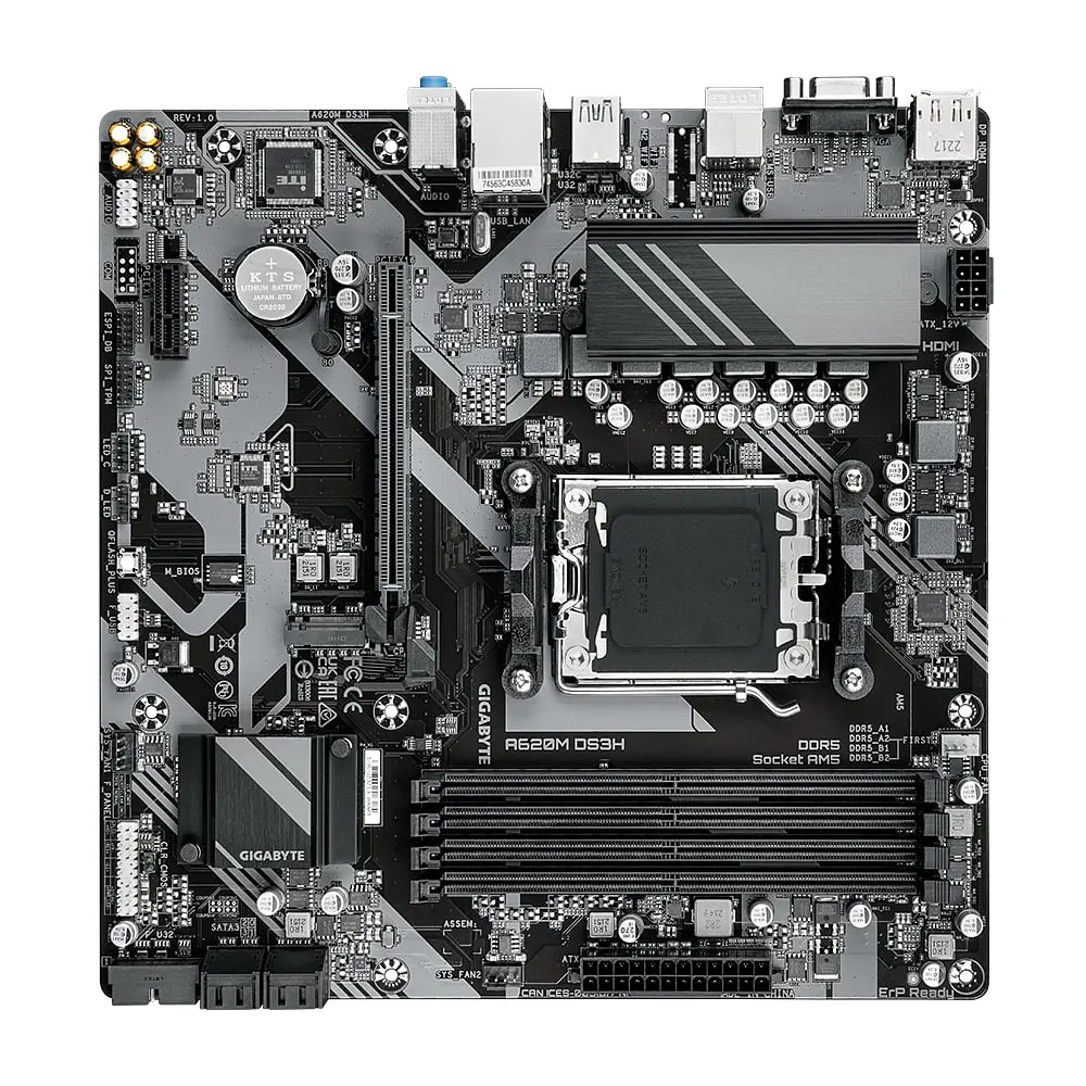 Материнская плата A620M DS3H sAM5 A620 4xDDR5 M.2 HDMI DP mATX Gigabyte teh0019062 - фото 4