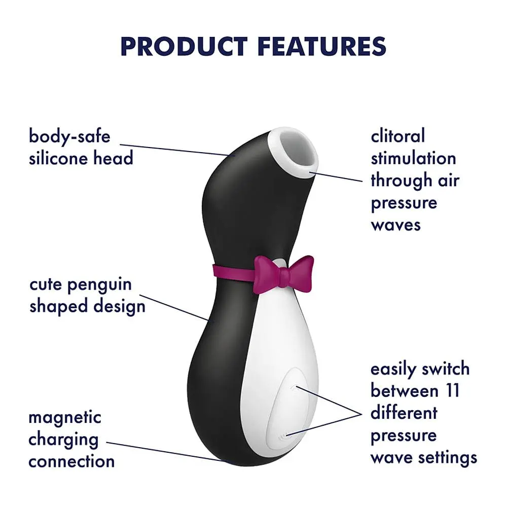 Вакуумный стимулятор клитора с вибрацией Satisfyer Pro Penguin Next Generation черный - фото 6