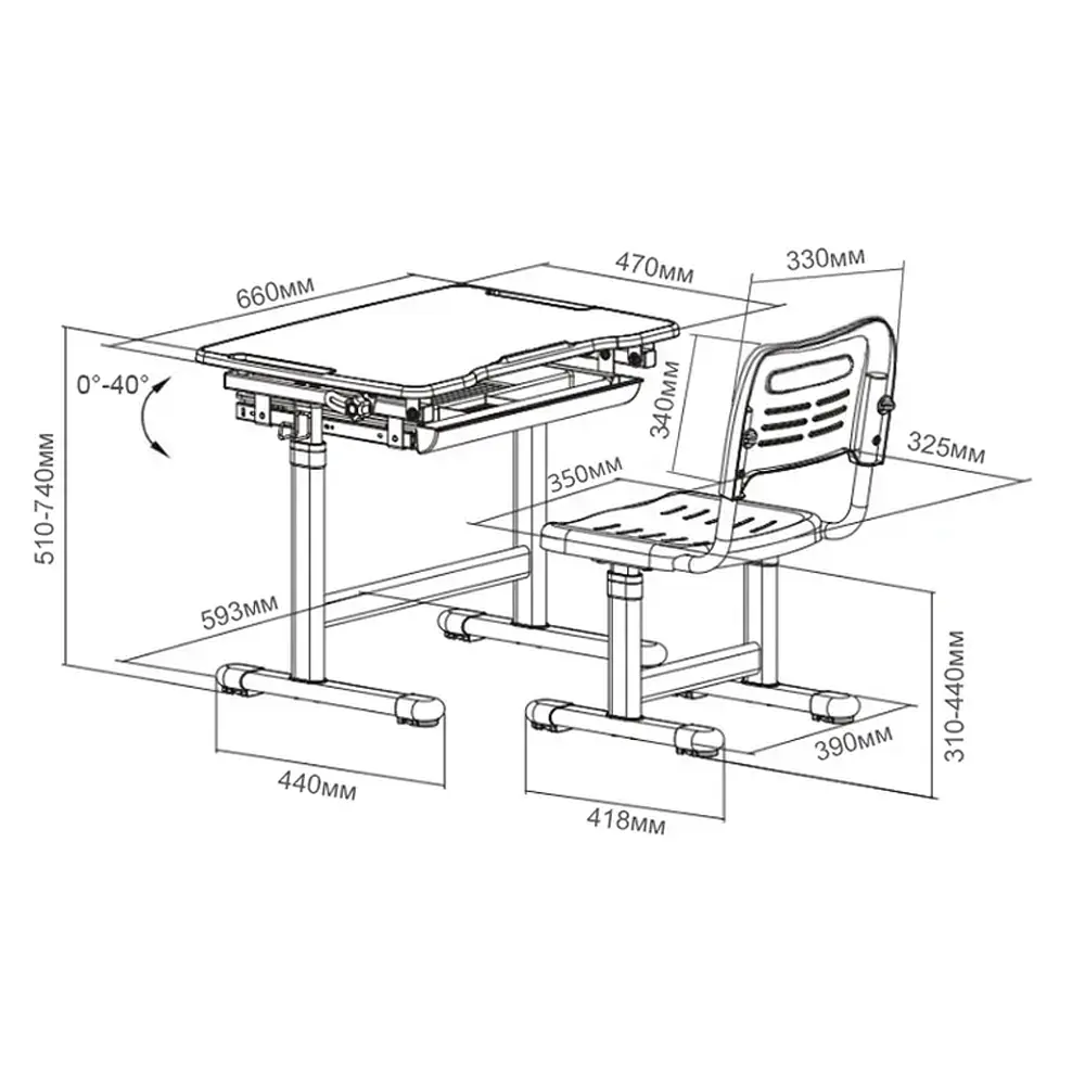 Парта та стільчик для дитини Piccolino Grey FunDesk - фото 4