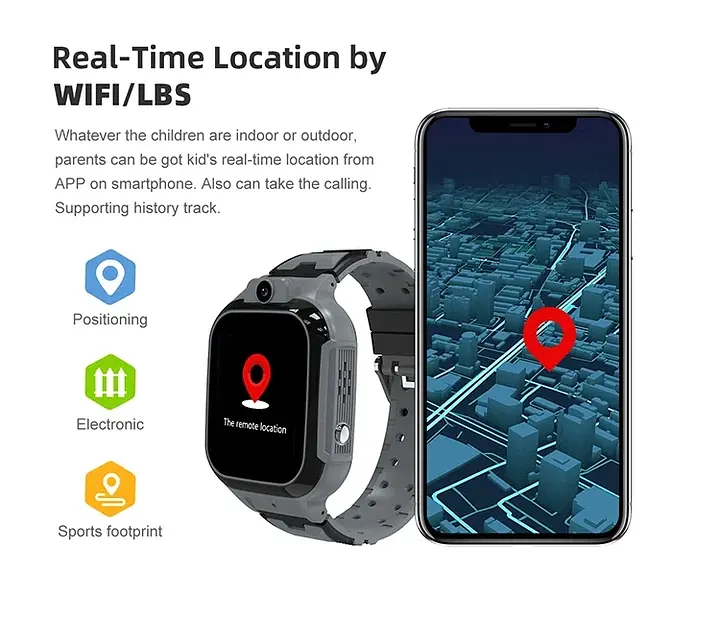 Смарт-годинник телефон дитячий Lemfo LT37 4G GPS Wi-Fi з відеодзвінком SIM-карта силіконовий ремінець Black (18756) - фото 4