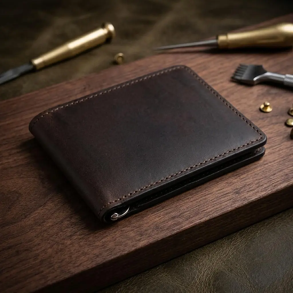 Шкіряний чоловічий затискач для грошей Grande Pelle 11543 коричневий - фото 4