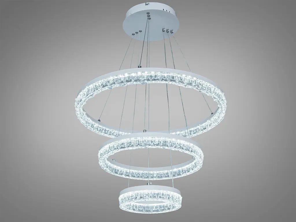 Підвісна LED-люстра Diasha MD78200/600+400+200WH, біла, 3 світлові кільця, Ø60 см, 105 W - фото 2