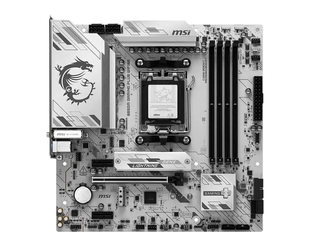 MSI Материнська плата B850M GAMING PLUS WIFI6E sAM5 B850 4xDDR5 M.2 HDMI DP WiFi BT mATX