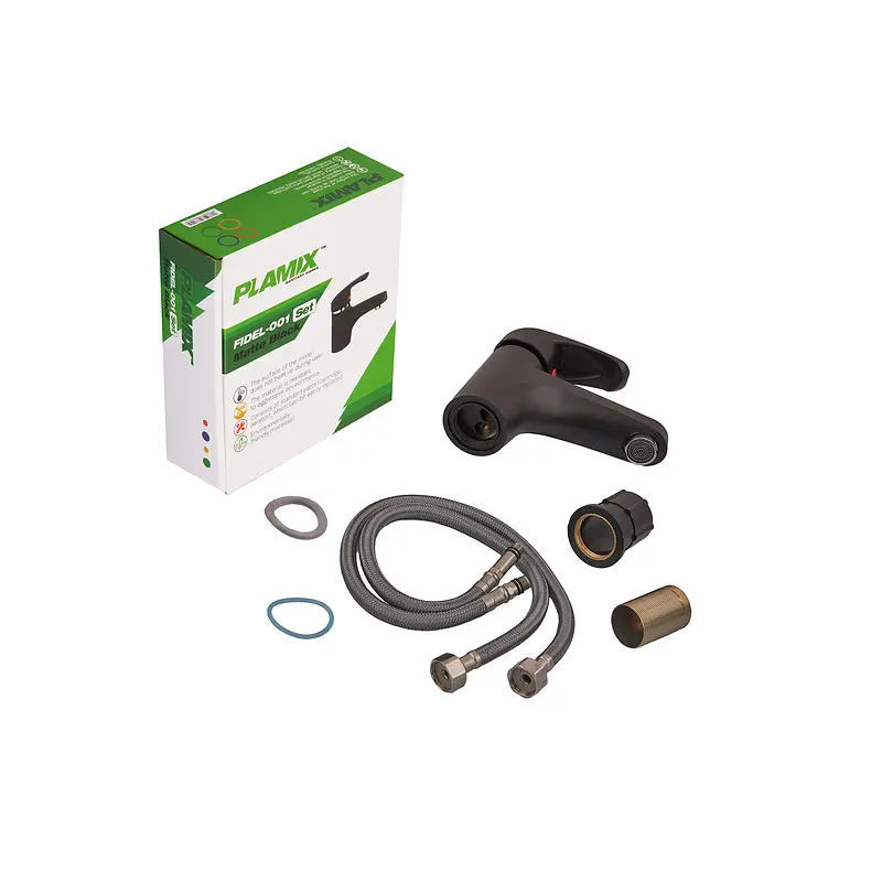 Смеситель для умывальника Plamix Fidel-001 SET Matte black PM0660 Черный матовый - фото 4