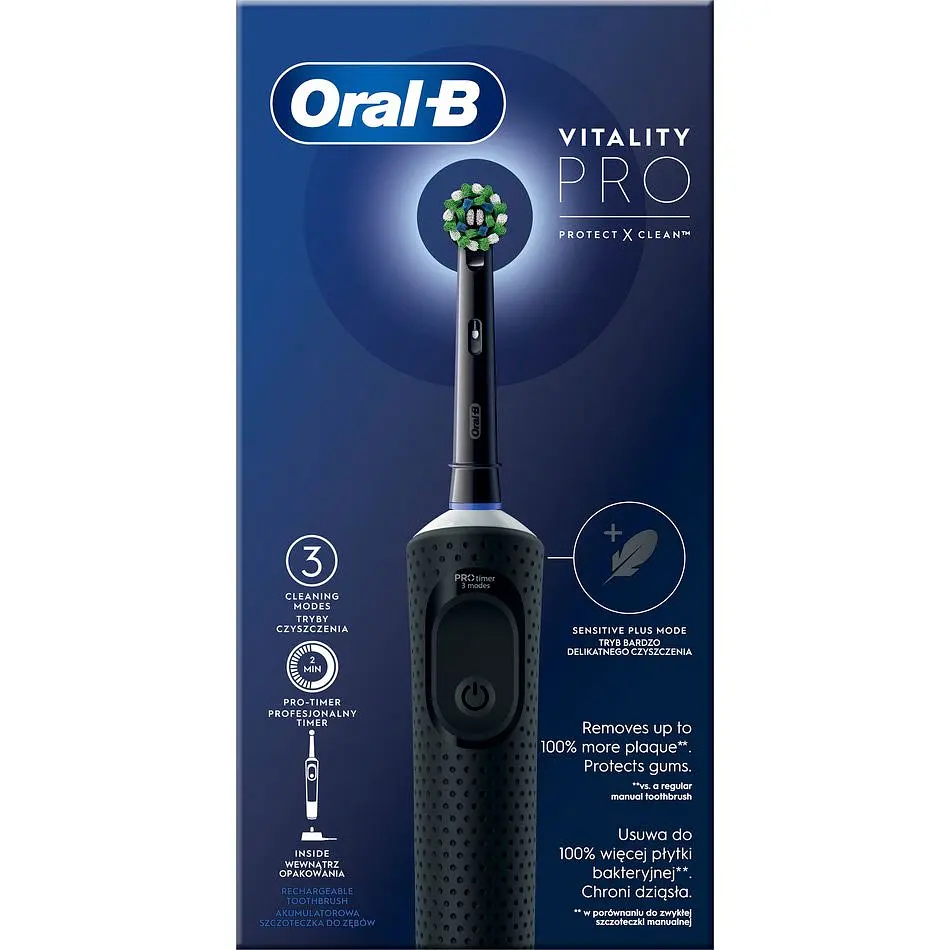 Електрична зубна щітка Oral-B Vitality D100 Pro Protect X Clean чорна [97374] - фото 3