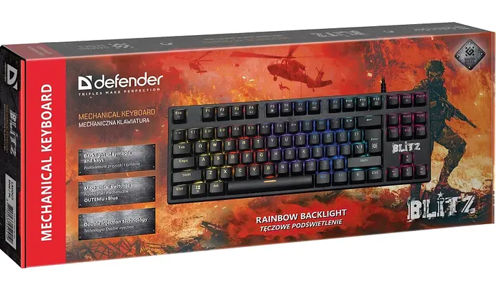 Провідна клавіатура Defender Blitz GK-240L EN Rainbow RGB-підсвічування та постачання - фото 8