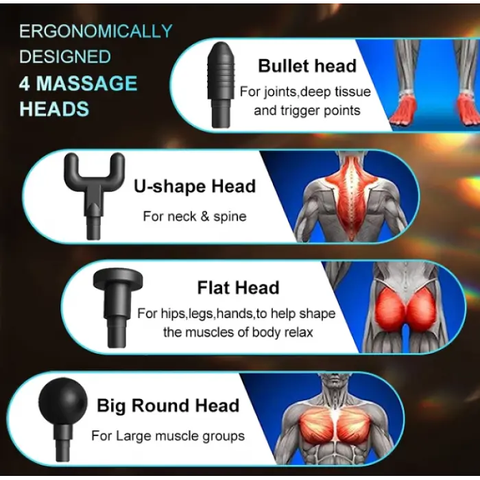 Вібраційний ручний масажер пістолет для спини м'язовий масажер Fascial Gun KH-740 - фото 3