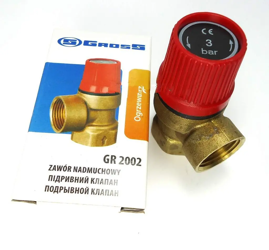 Клапан запобіжний Gross GR2002 для систем опалення 1/2" ВВ 3,0 бар 30412 - фото 4