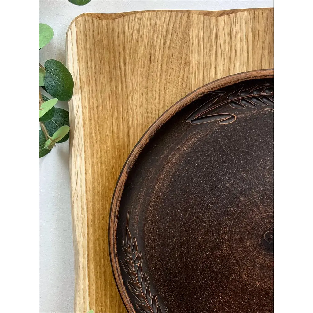 Блюдо для піци 30 см керамічне (глиняне) різьблене Колосок - фото 4