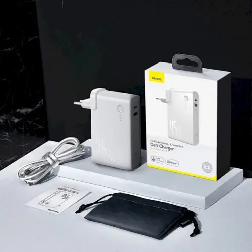 Сетевое зарядное устройство Baseus Power Station 2 in 1 QC with Power Bank 10000mAh 45W PPNLD-C02 White - фото 3