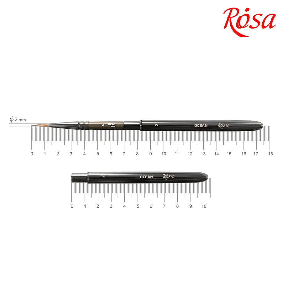 Пензель соболь круглий TRAVEL BRUSH OCEAN 168 №2 коротка ручка ROSA - фото 2