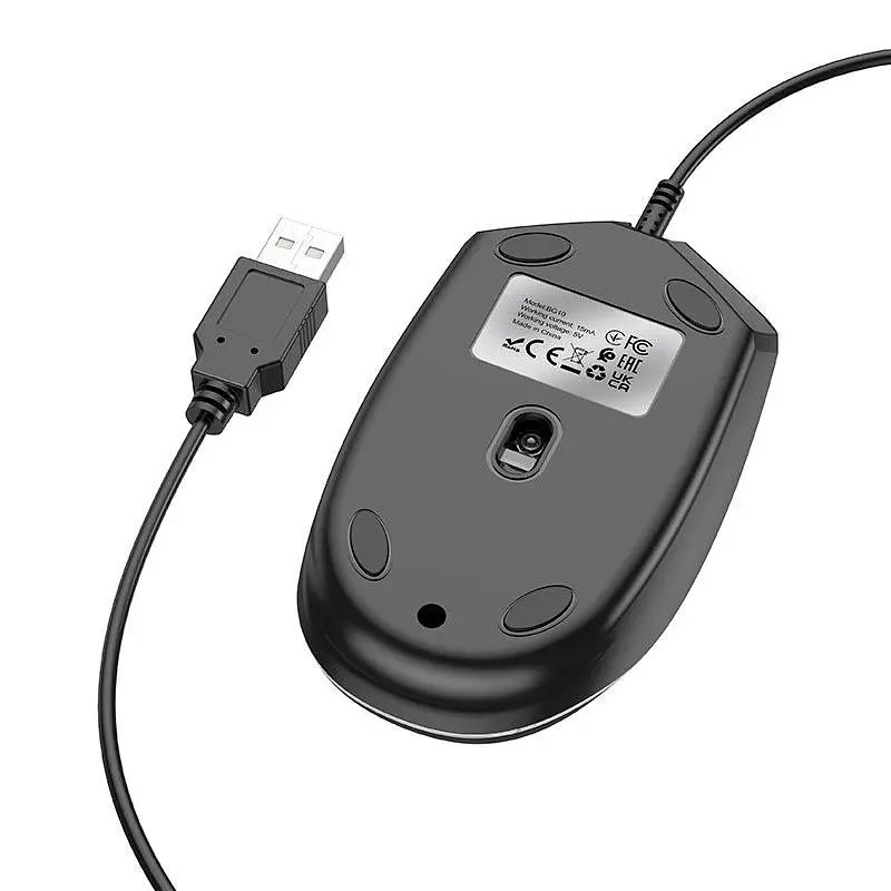 Мишка Borofone BG10 Soaring game luminous wired mouse 1000dpi з підсвіткою чорна - фото 6
