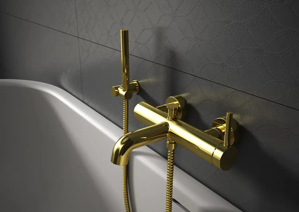 Змішувач для ванни Kohlman Axel gold настінний KPL-QW110AGD, Золотий - фото 2