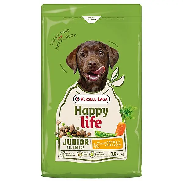 Сухий корм для цуценят усіх порід Happy Life Junior with Chicken Хеппі Лайф Курка 7.5 кг