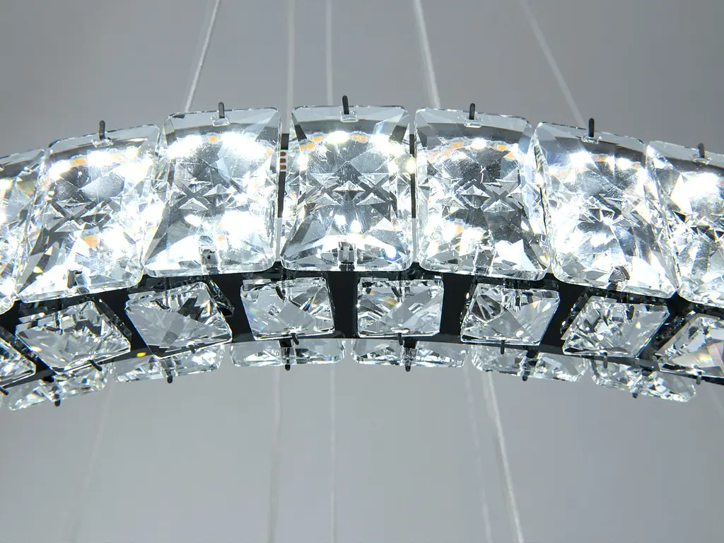 Підвісна LED люстра Diasha 7968/600+400+200BHR хром із трьома кришталевими кільцями та пультом - фото 5
