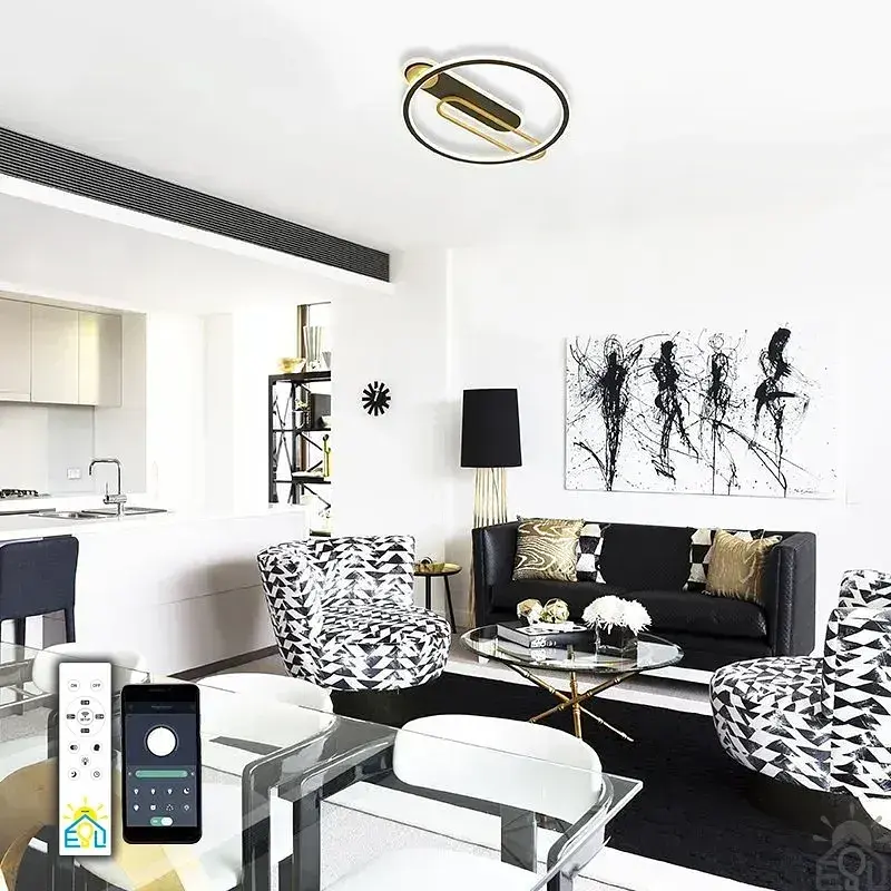 Керована світлодіодна люстра MENSOLA 80W R-APP-530х450x60-BLACK/GOLD/WHITE ESLLSE - фото 4