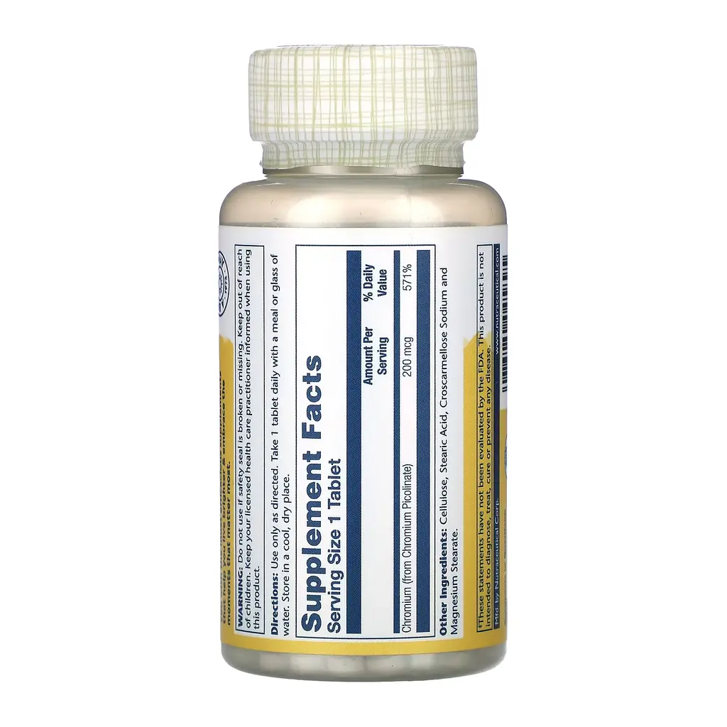 Піколінат хрому Solaray Chromium Picolinate 200 мкг 100 пігулок - фото 2