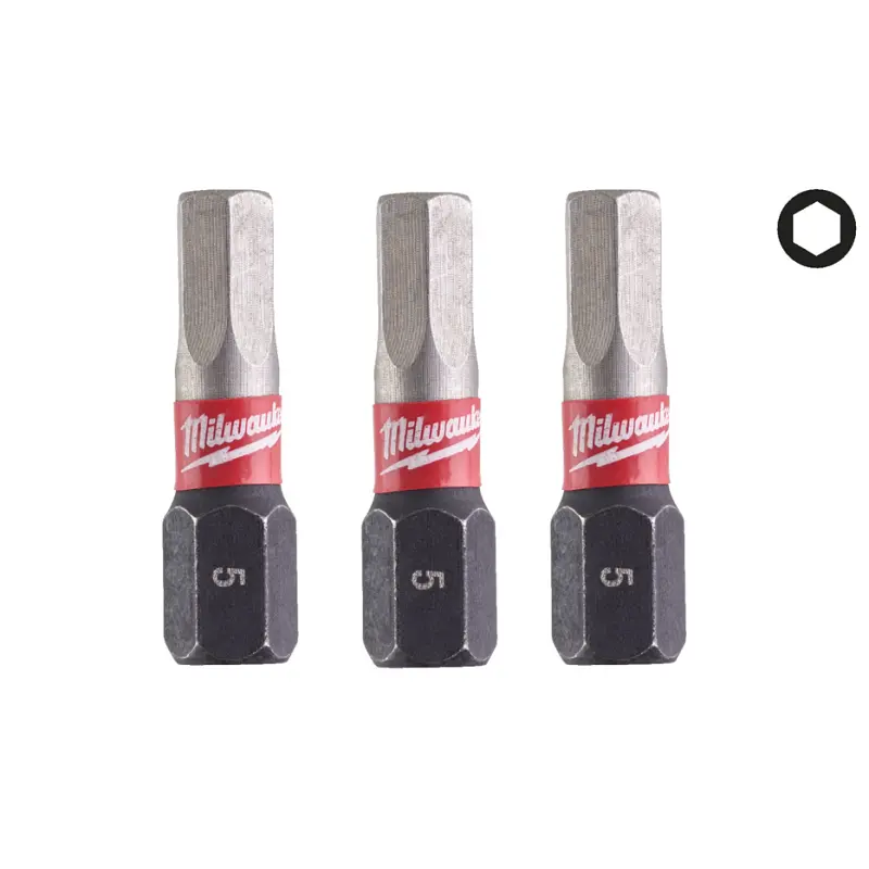 Біта SHOCKWAVE MILWAUKEE, Hex5,0, 25мм, (3шт)