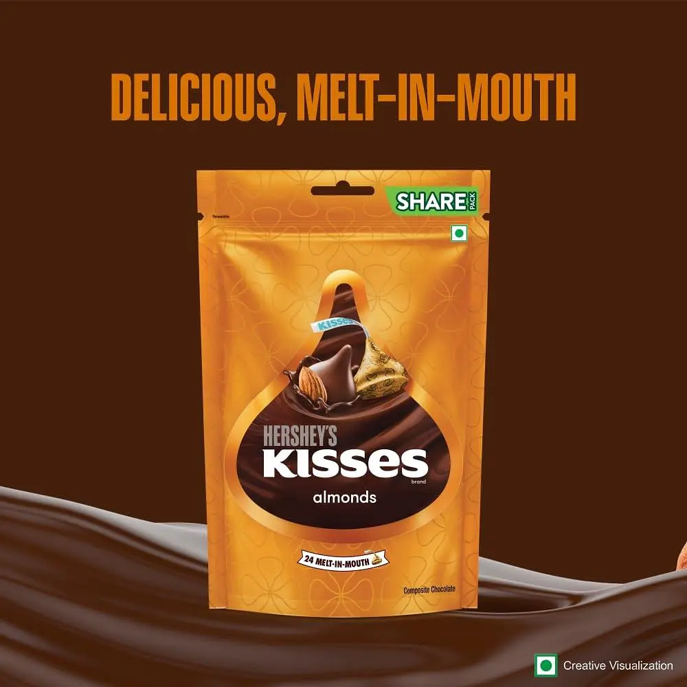 Шоколадні цукерки Hershey's Kisses Almonds Chocolate з мигдалем 100.8г - фото 4