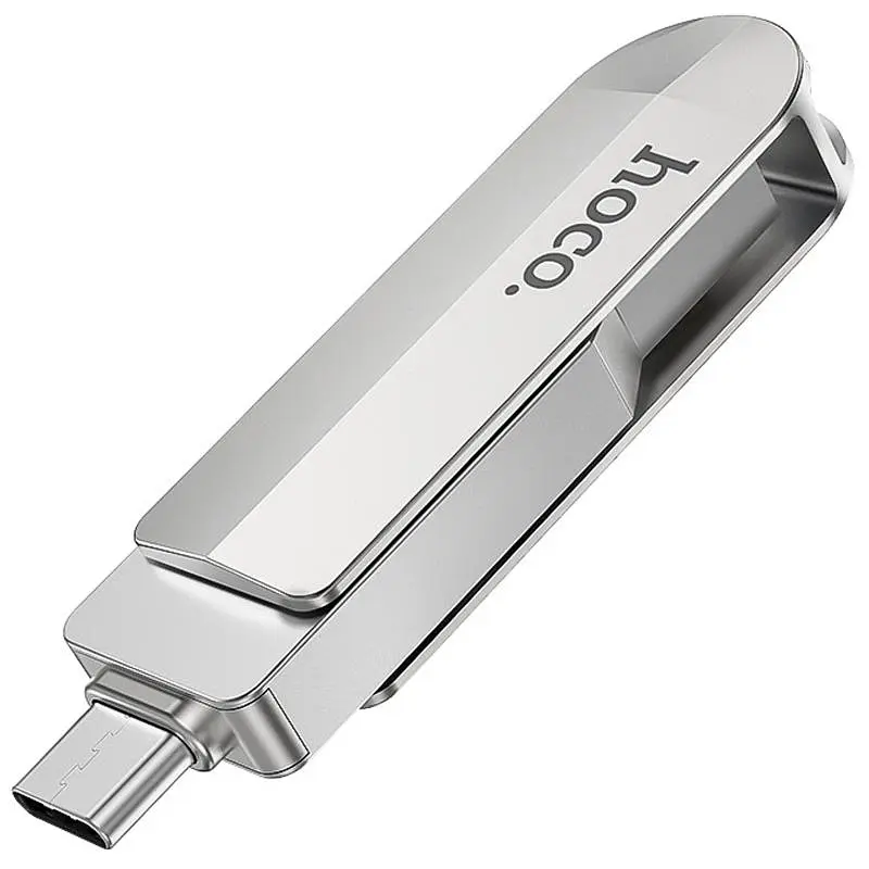 Флеш-накопичувач Hoco UD10 Metal Flash 2in1 USB 3.0/Type-C - 128GB Gray - фото 3